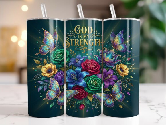 Christian God Is My Strength Tumbler PNG & Wraps