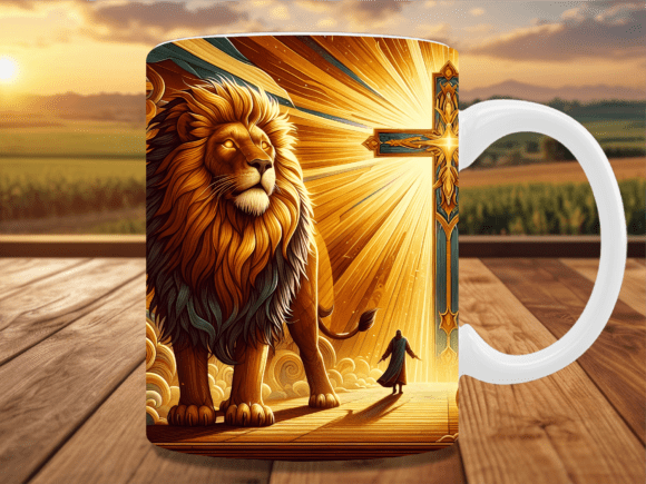 Christian Lion Cross Faith Mug Wrap — Crafts