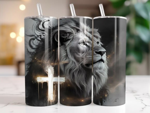 Christian Lion Cross Faith Tumbler Wrap