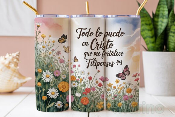 Christian Scripture Floral 20oz Tumbler Wraps