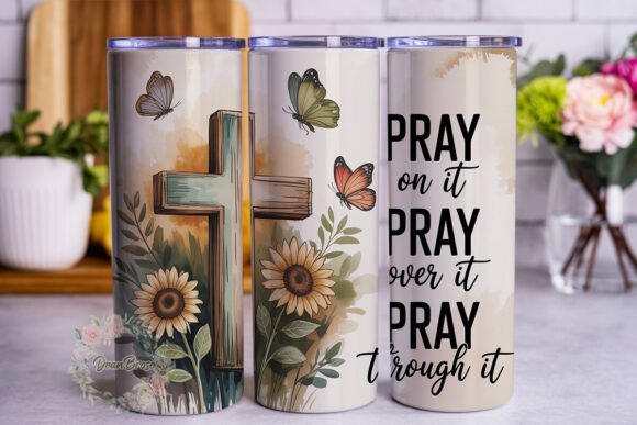 Christian Sunflower Cross Tumbler Wraps