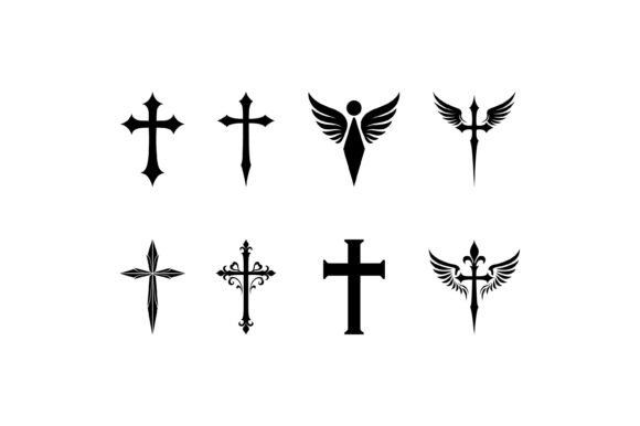 Elegant Christian Cross Silhouette Set for Crafts