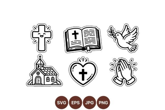 Hand Drawn Christian Icon Clipart Illustrations