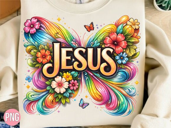 Jesus Butterfly Rainbow Christian PNG