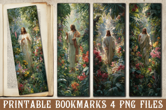 Jesus Garden Floral Religious Bookmark — Crafts
