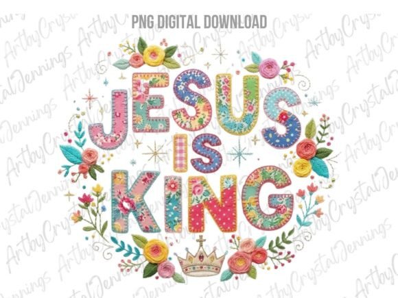 Religious Jesus is King Patchwork PNG Illustrations