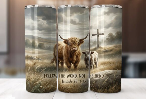 Western Highland Cow Christian Tumbler Wraps